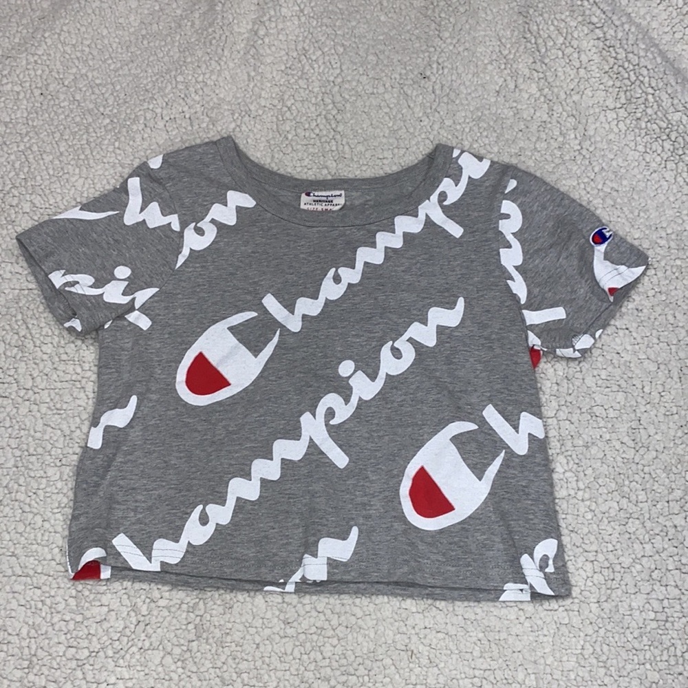Gray Champion Heritage Logo Short-sleeve Crop Top
